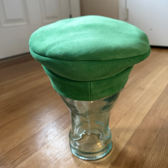 LACK OF COLOR LOLITA HAT CAP KELLY GREEN SUEDE LEATHER CAP HAT 70s RETRO SMALL main image 12